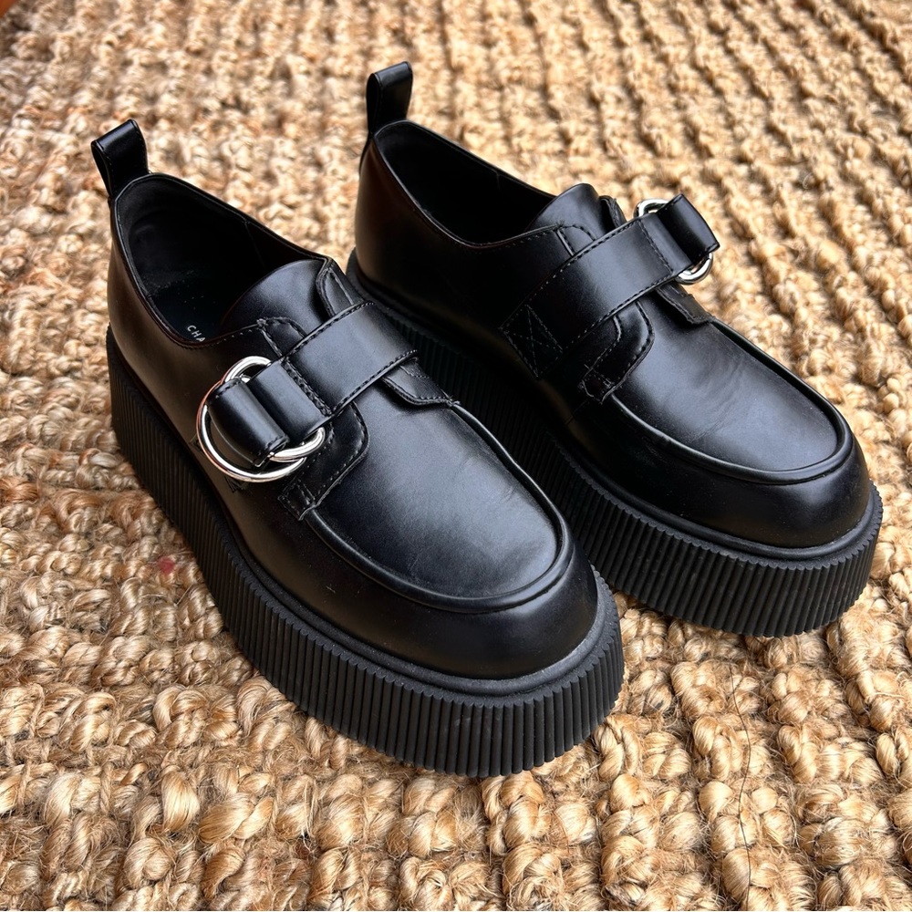Platform Creepers - Charles & Keith - Size 6 - Black & Silver